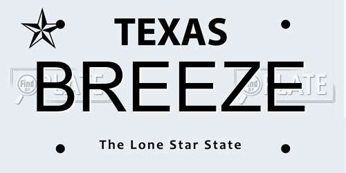 BREEZE Texas License Plate