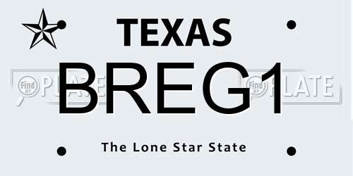 BREG1 Texas License Plate