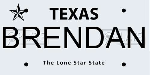BRENDAN Texas License Plate