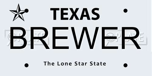 BREWER Texas License Plate