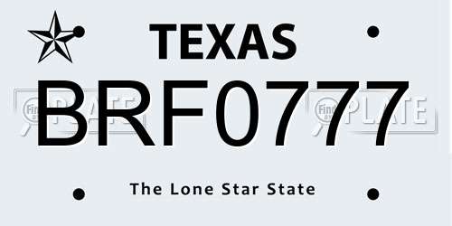 BRF0777 Texas License Plate