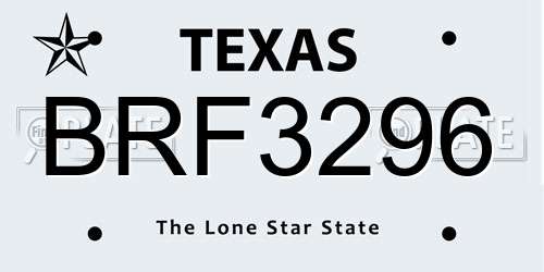 BRF3296 Texas License Plate