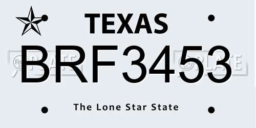 BRF3453 Texas License Plate