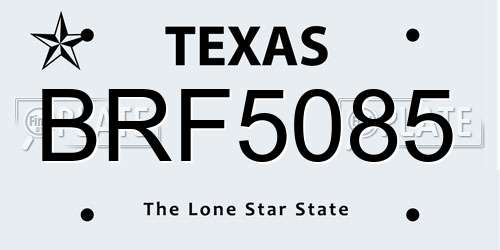 BRF5085 Texas License Plate