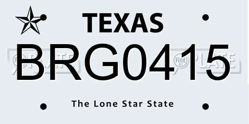 BRG0415 Texas License Plate