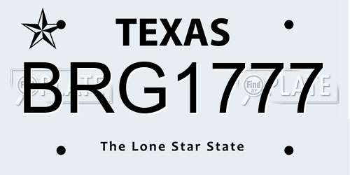 BRG1777 Texas License Plate
