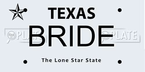 BRIDE Texas License Plate