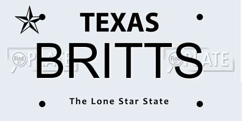 BRITTS Texas License Plate