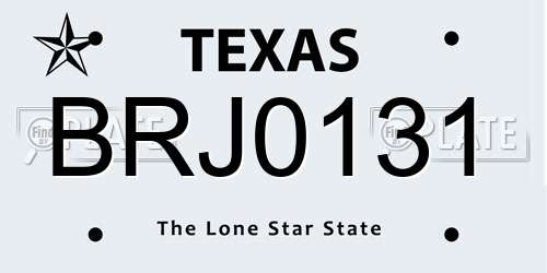 BRJ0131 Texas License Plate