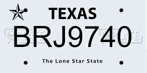 BRJ9740 Texas License Plate