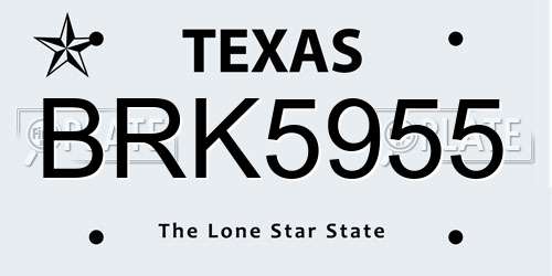 BRK5955 Texas License Plate