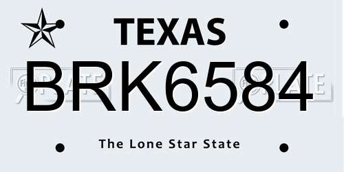BRK6584 Texas License Plate