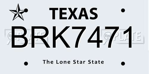 BRK7471 Texas License Plate