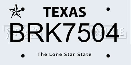 BRK7504 Texas License Plate