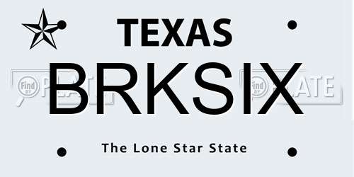 BRKSIX Texas License Plate