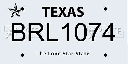 BRL1074 Texas License Plate