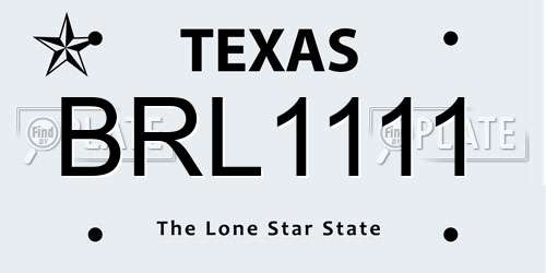 BRL1111 Texas License Plate