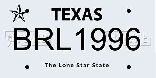 BRL1996 Texas License Plate