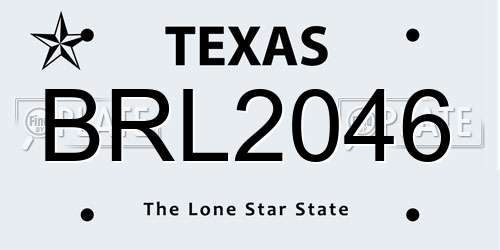 BRL2046 Texas License Plate