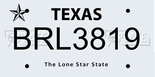 BRL3819 Texas License Plate