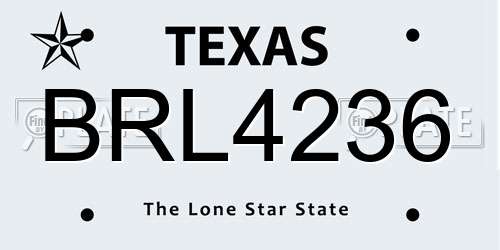 BRL4236 Texas License Plate