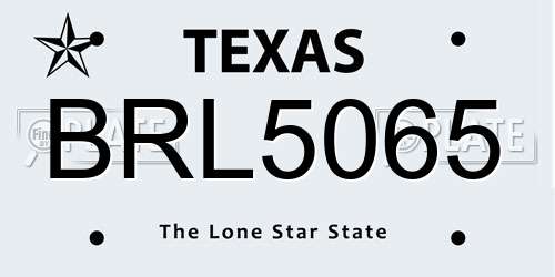 BRL5065 Texas License Plate