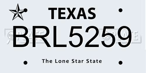 BRL5259 Texas License Plate