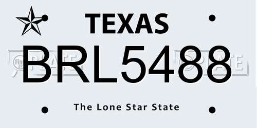 BRL5488 Texas License Plate