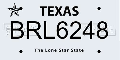 BRL6248 Texas License Plate