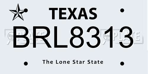 BRL8313 Texas License Plate