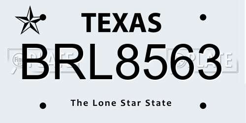 BRL8563 Texas License Plate