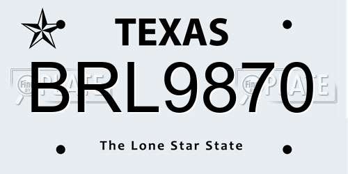BRL9870 Texas License Plate