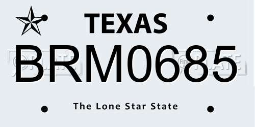 BRM0685 Texas License Plate