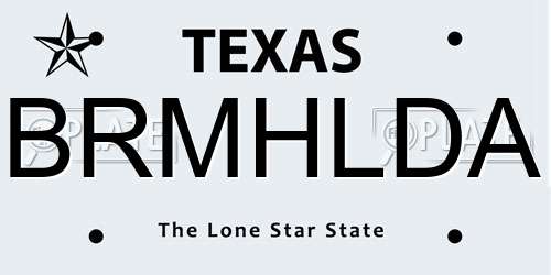 BRMHLDA Texas License Plate