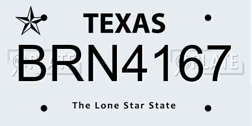 BRN4167 Texas License Plate