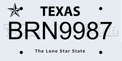 BRN9987 Texas License Plate