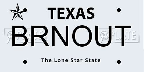 BRNOUT Texas License Plate