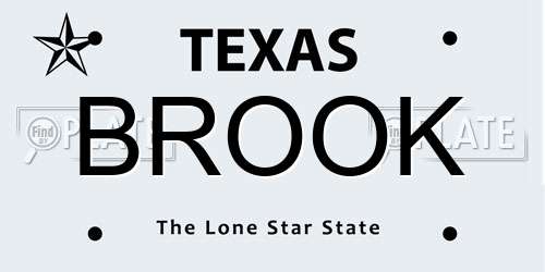 BROOK Texas License Plate