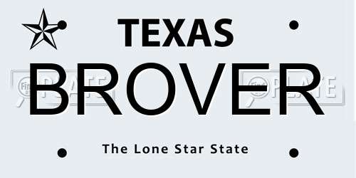 BROVER Texas License Plate