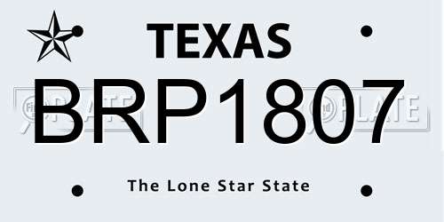 BRP1807 Texas License Plate