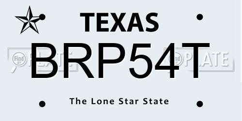 BRP54T Texas License Plate