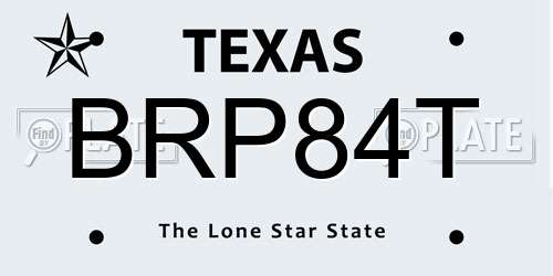 BRP84T Texas License Plate