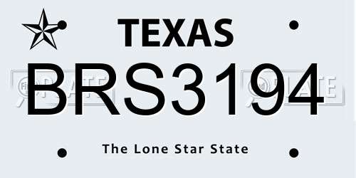 BRS3194 Texas License Plate