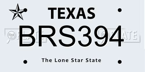BRS394 Texas License Plate