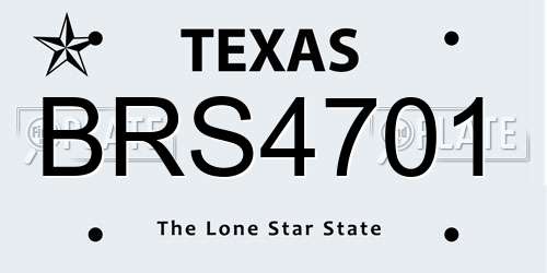 BRS4701 Texas License Plate