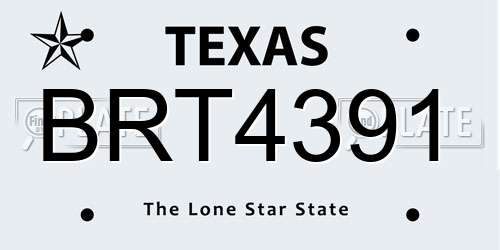 BRT4391 Texas License Plate