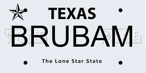 BRUBAM Texas License Plate