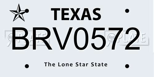 BRV0572 Texas License Plate