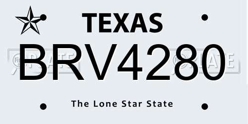 BRV4280 Texas License Plate