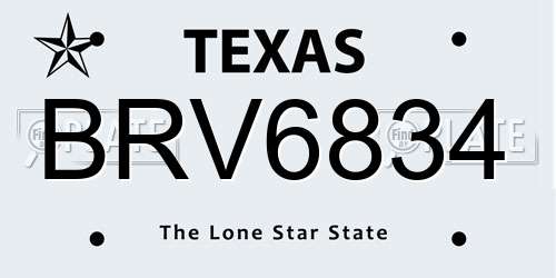 BRV6834 Texas License Plate